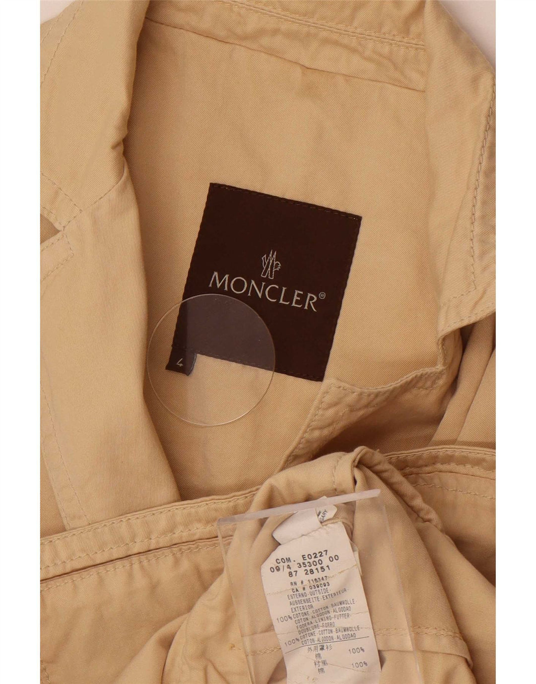 Moncler Jaqueta blazer feminina oversized com 3 botões US 4 pequeno algodão bege