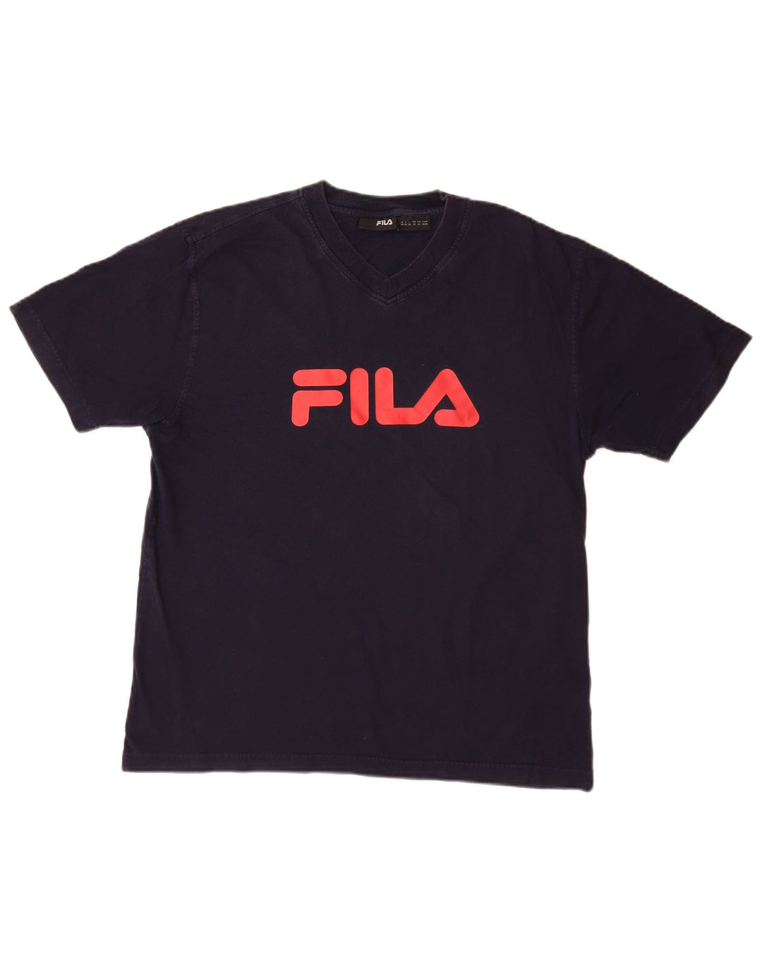 Camiseta masculina gráfica FILA Top médio algodão azul marinho