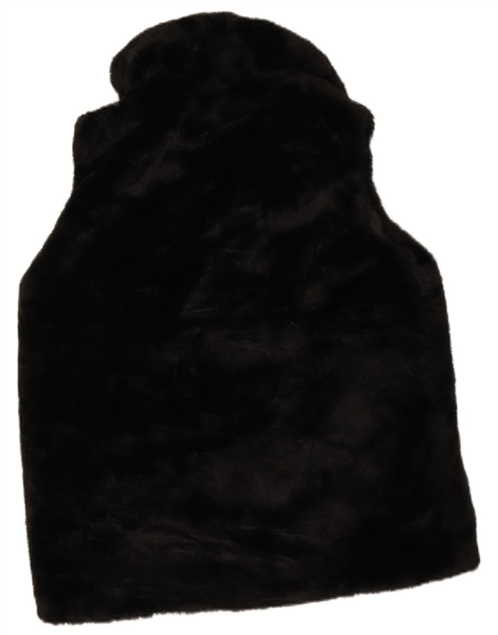 Colete feminino M&Co de pele sintética UK 12 poliéster preto médio