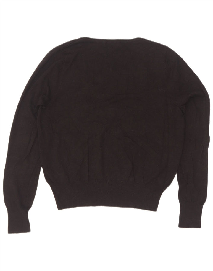 Suéter feminino Marks & Spencer com decote em V Reino Unido 14 viscose preta média