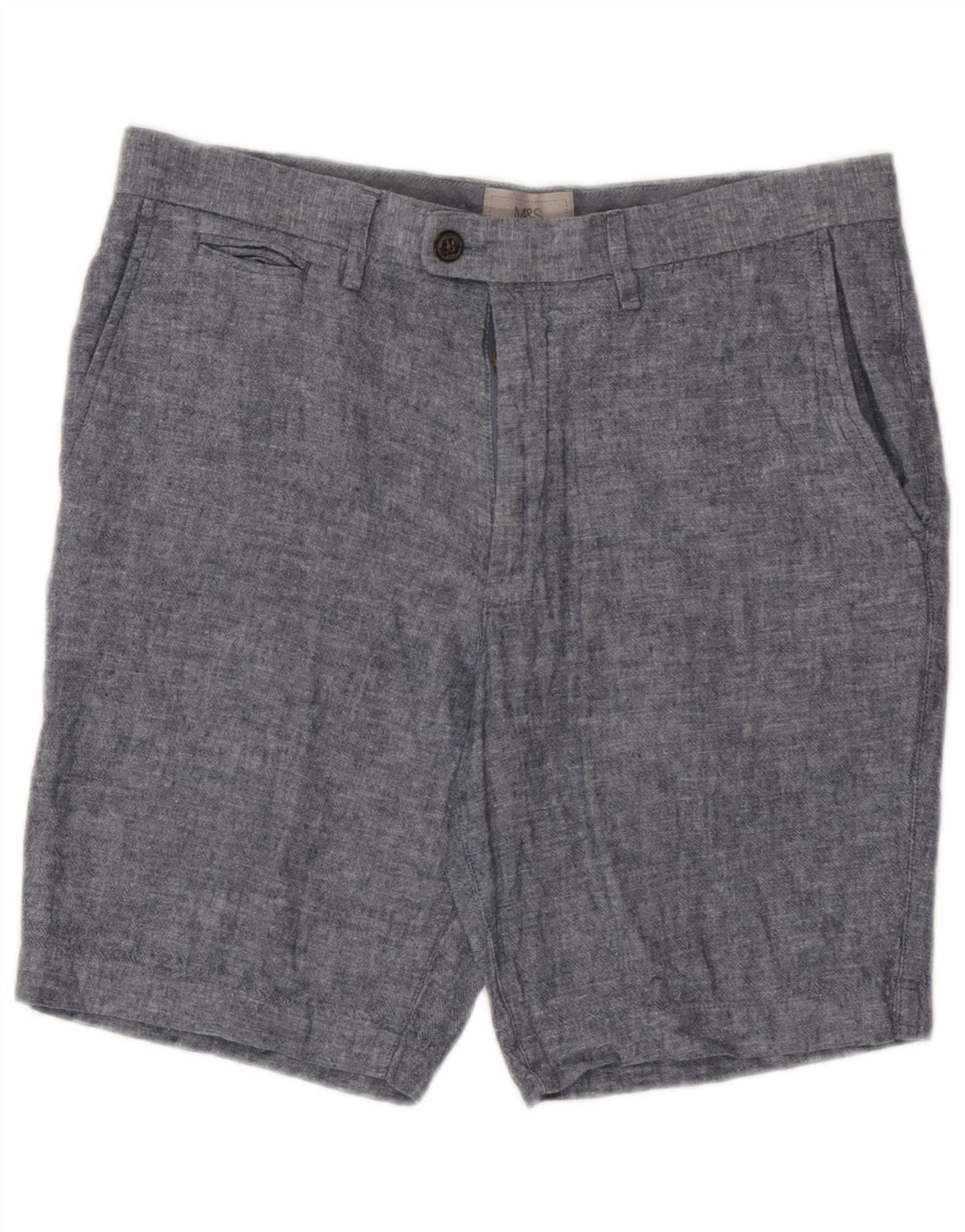 Shorts chino masculino Marks & Spencer W32 linho azul médio