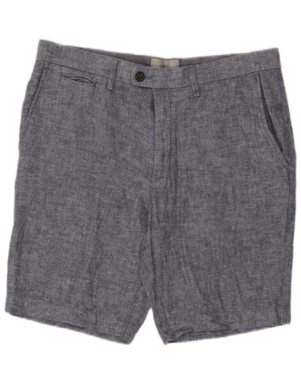 Shorts chino masculino Marks & Spencer W32 linho azul médio