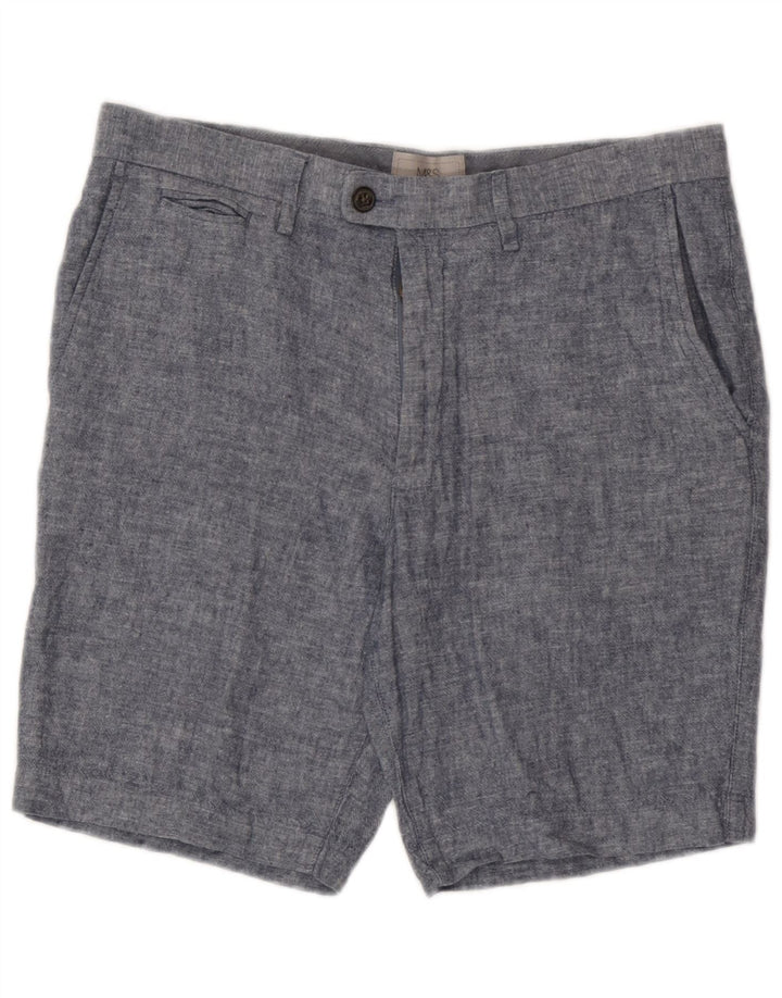 Shorts chino masculino Marks & Spencer W32 linho azul médio