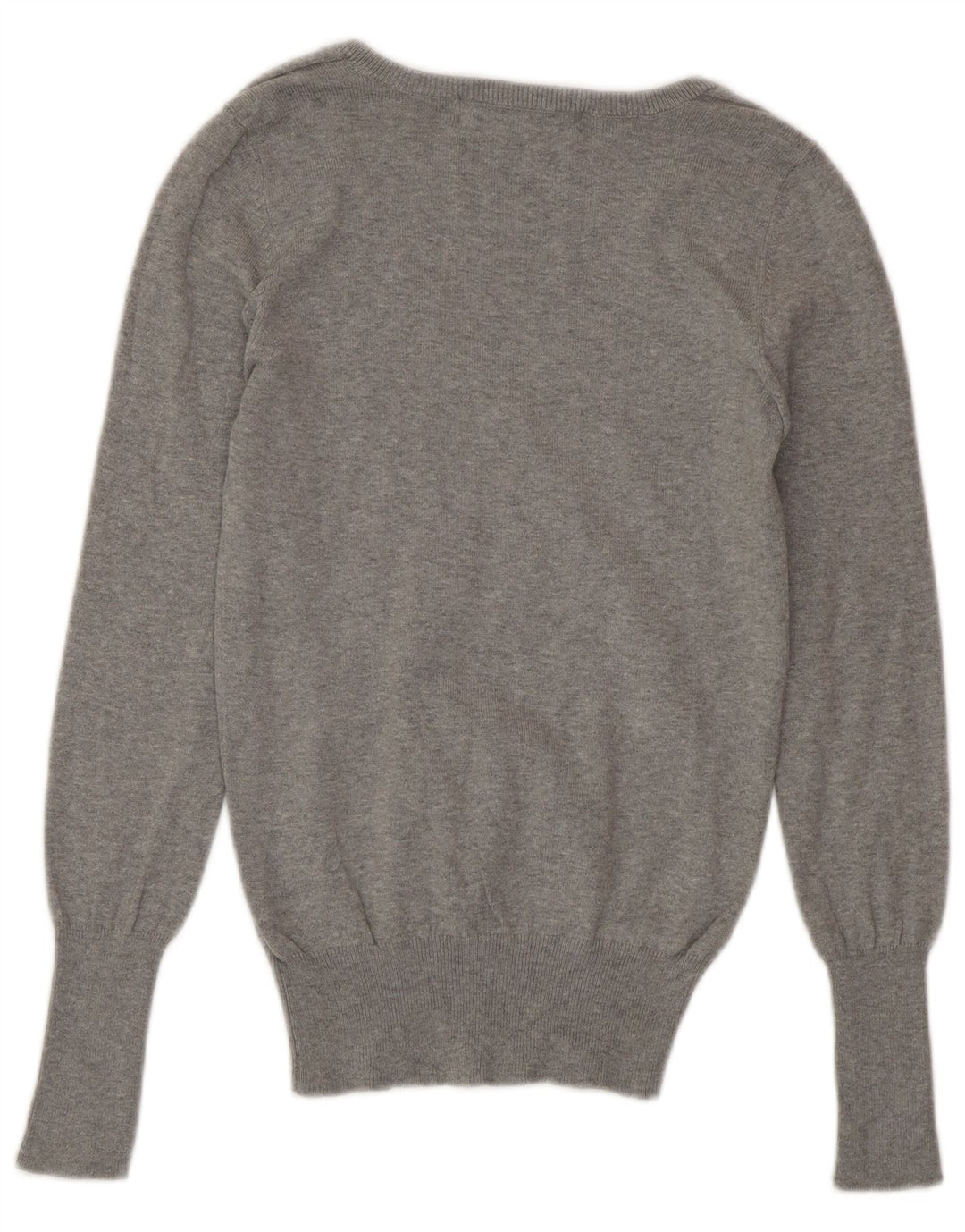 Suéter feminino Zara com decote em V pequeno cinza