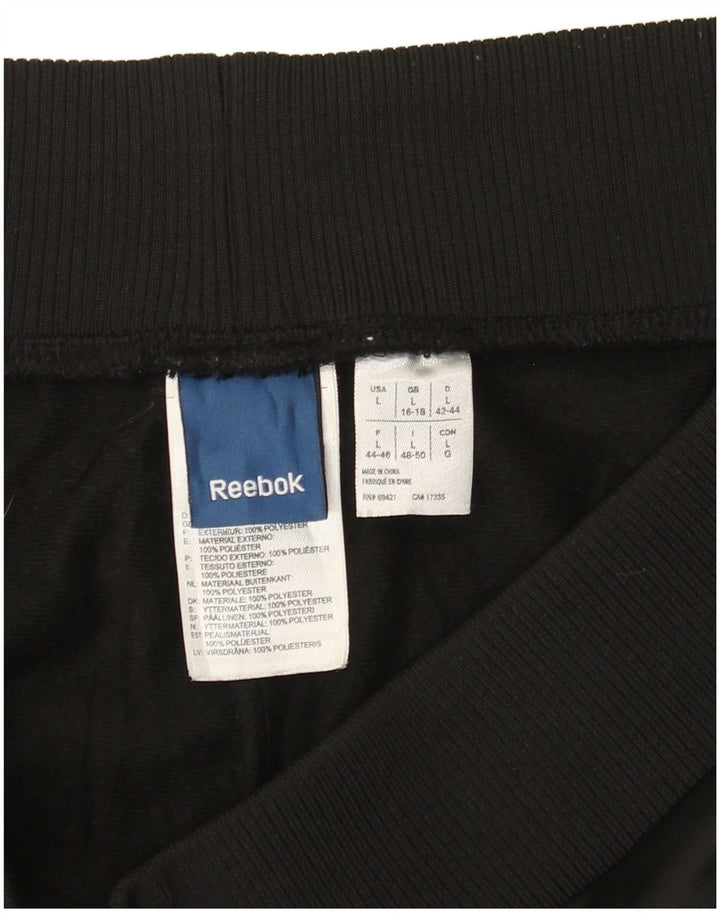Calça de treino feminina Reebok UK 16/18 grande poliéster preto