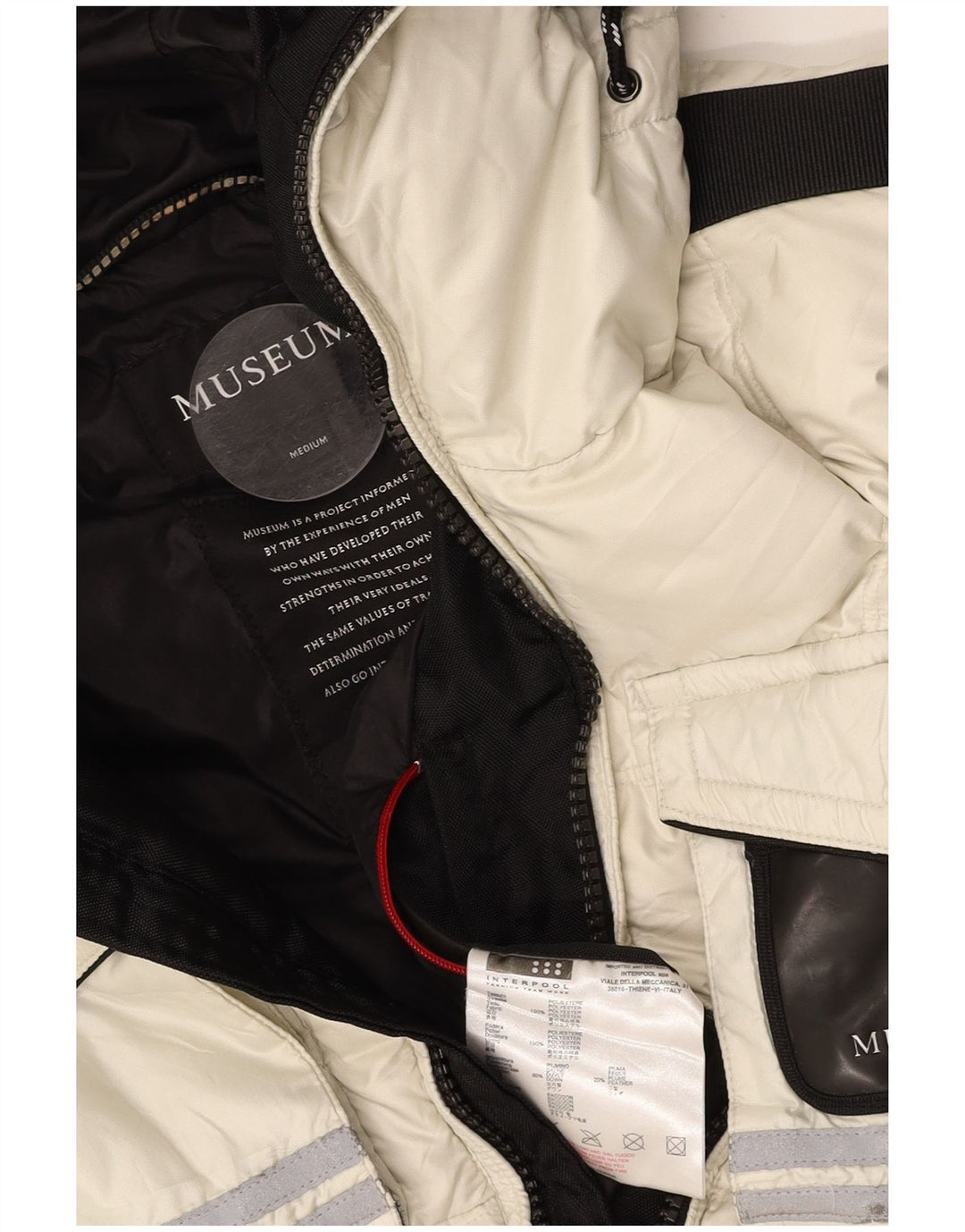 Jaqueta feminina acolchoada com capuz MUSEUM UK 14 poliéster branco médio