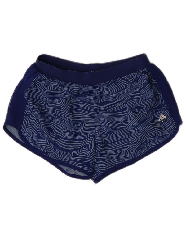 Adidas Womens Running Sport Shorts UK 10 Pequeno Azul Marinho Listrado Esportes