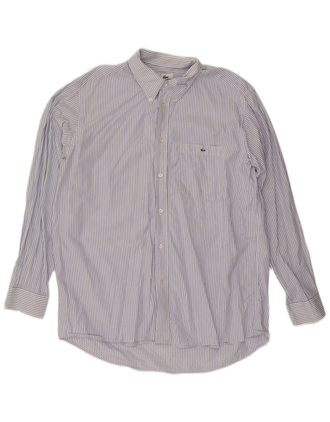 Camisa masculina LACOSTE tamanho 42 grande algodão listrado azul