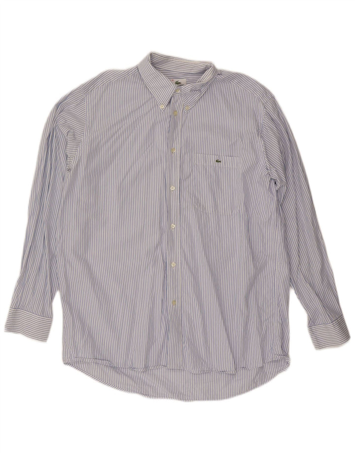 Camisa masculina LACOSTE tamanho 42 grande algodão listrado azul