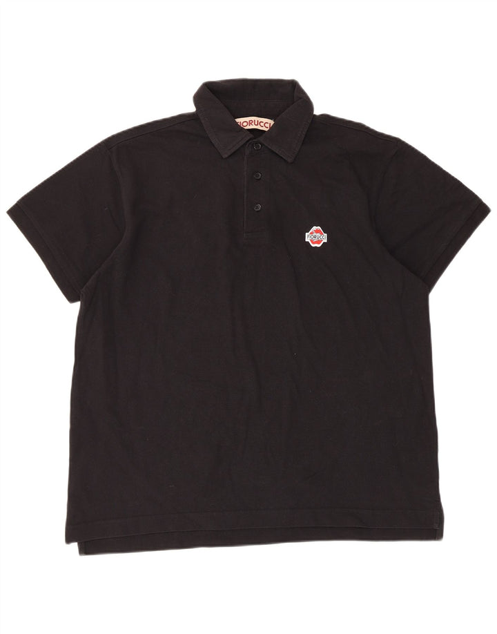 Camisa polo masculina Fiorucci grande algodão preto