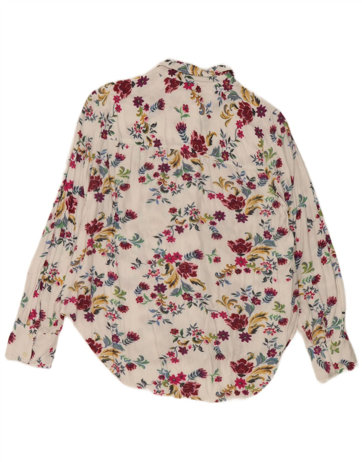 Camisa feminina Marks & Spencer UK 12 viscose floral branca média
