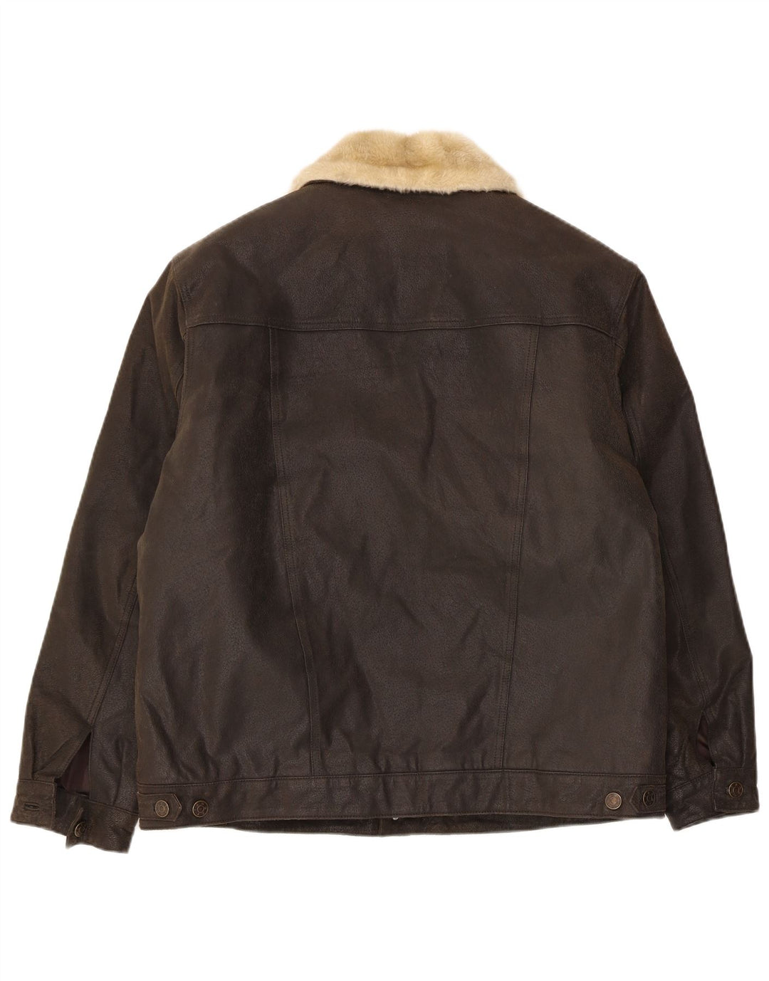 Jaqueta de couro Sherpa masculina vintage Reino Unido 38 couro marrom médio