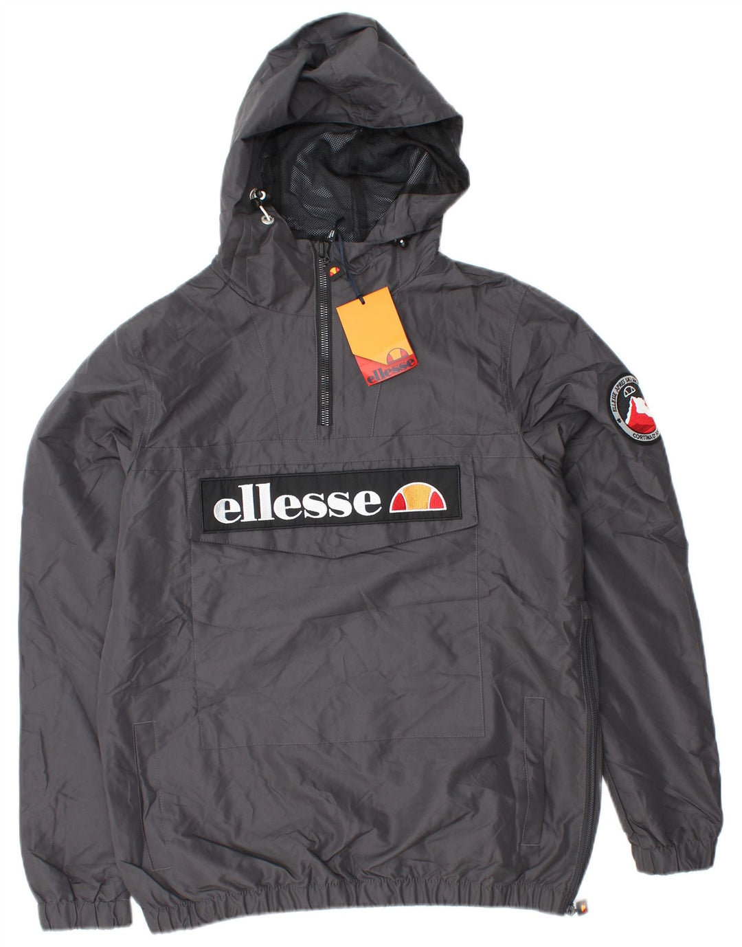 Jaqueta de chuva masculina ELLESSE com capuz e pulôver UK 36 pequena cinza