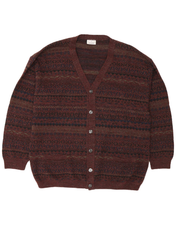 Suéter cardigã masculino Rodes 2XL lã geométrica marrom