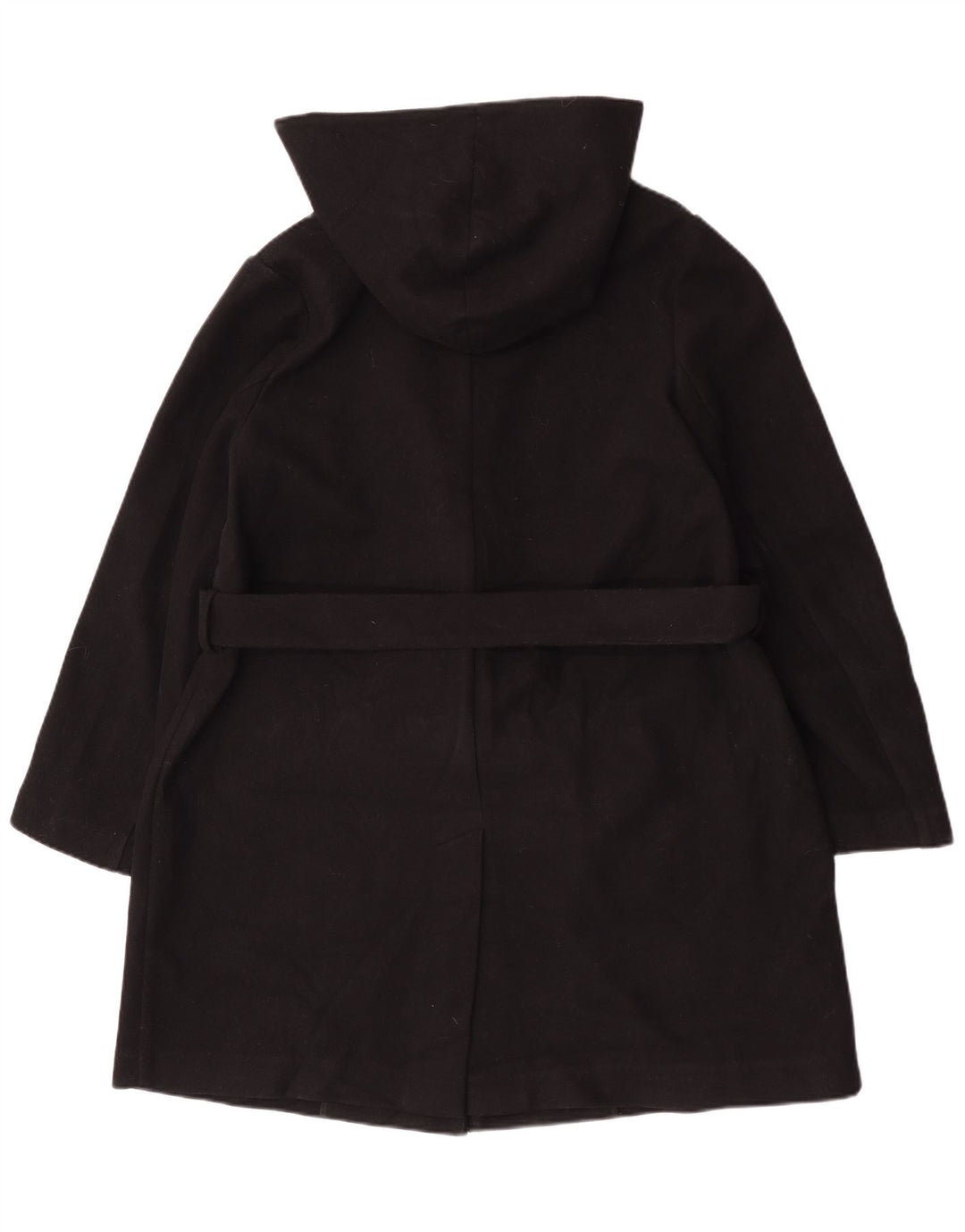 Sobretudo feminino Marks & Spencer com capuz frontal e gravata UK 18 XL poliéster preto
