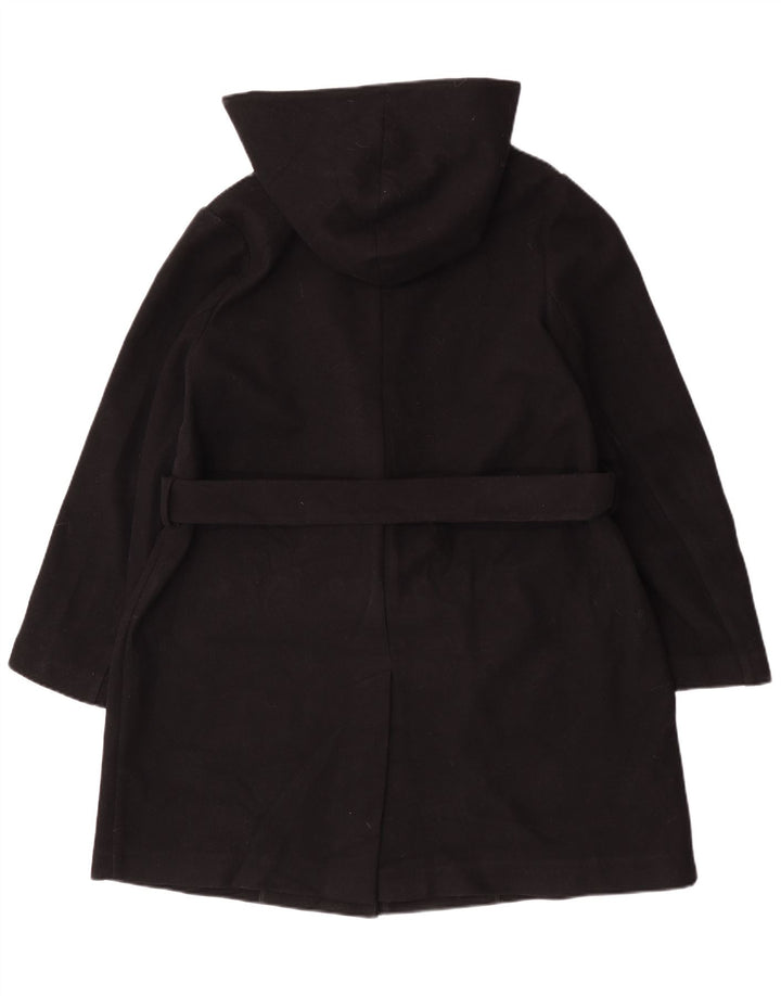 Sobretudo feminino Marks & Spencer com capuz frontal e gravata UK 18 XL poliéster preto