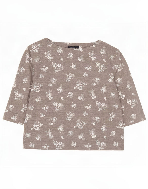Marks & Spencer Top feminino oversized manga 3/4 Reino Unido 8 pequeno cinza floral