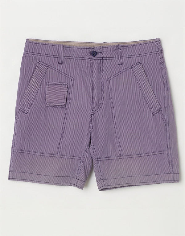 Diesel Mens Casual Shorts W32 Grande Algodão Listrado Azul