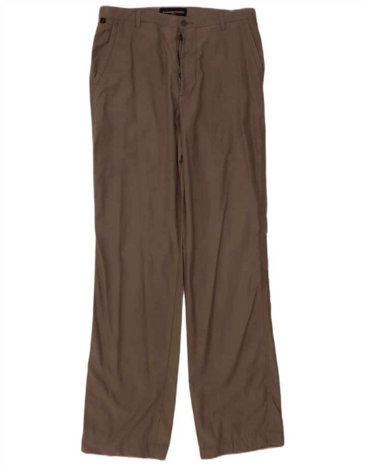 Calça chino reta masculina Marlboro Classics EU 46 pequena W32 L34 cinza