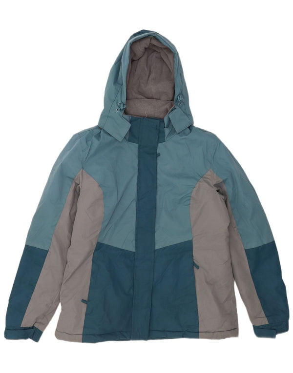 Jaqueta de esqui feminina com capuz Mountain Warehouse UK 14 grande bloco colorido azul