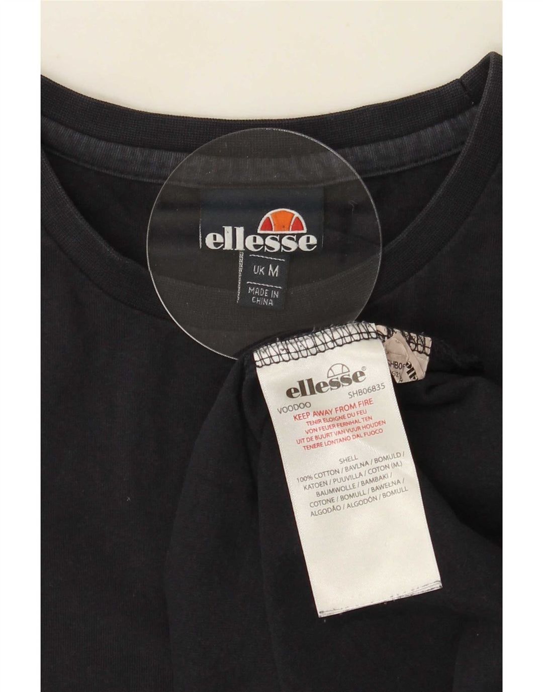 Ellesse Camiseta masculina gráfica Top médio algodão azul marinho