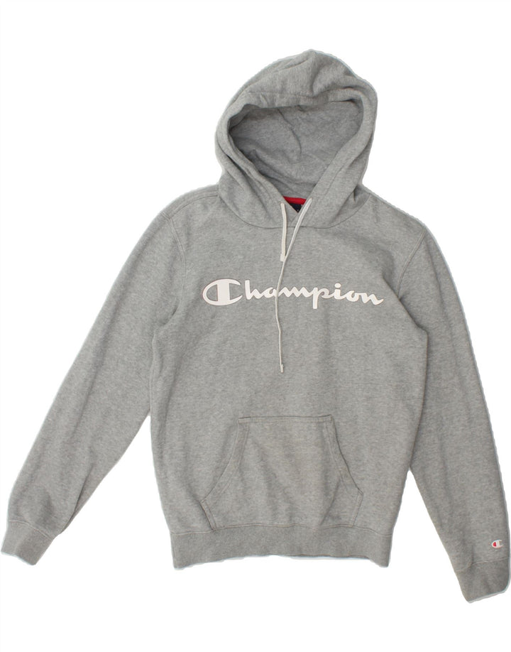 CHAMPION Womens Graphic Oversized Hoodie Jumper UK 6 XS Grey Cotton Vintage Champion and Second-Hand Champion from Messina Hembry 