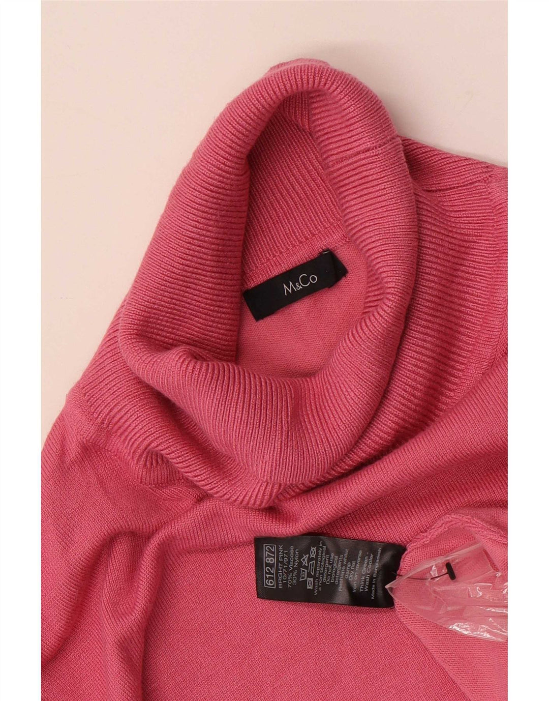 Suéter feminino M&Co com gola redonda Reino Unido 16 grande viscose rosa