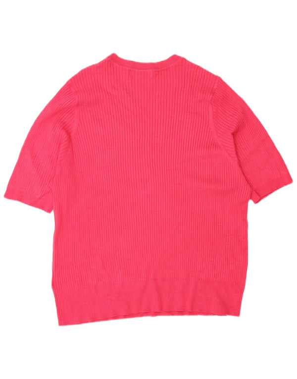 Suéter feminino de manga curta com gola canoa Marks & Spencer Reino Unido 24 4XL rosa
