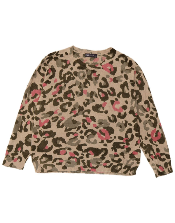 Suéter feminino Marks & Spencer com gola canoa Reino Unido 14 grande bege