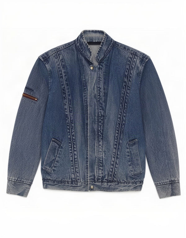 Jaqueta jeans masculina vintage UK 38 azul médio