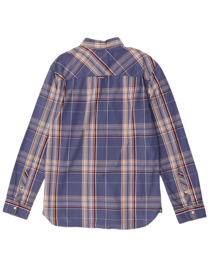 Camisa masculina Tommy Hilfiger Regular Fit grande algodão xadrez azul