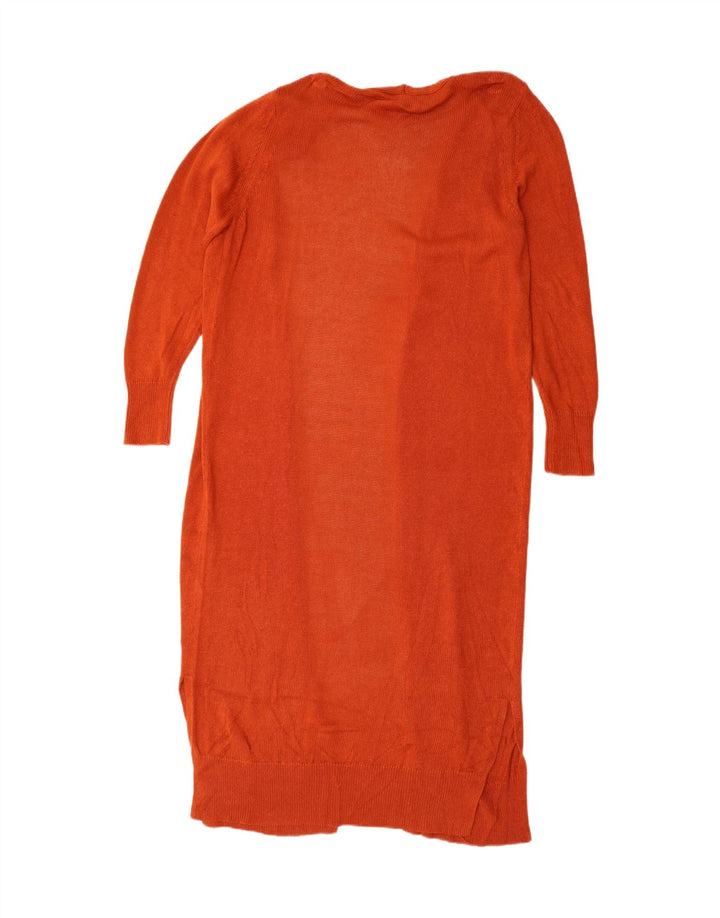 Suéter cardigã aberto com palangre feminino Zara Reino Unido 14 viscose laranja médio