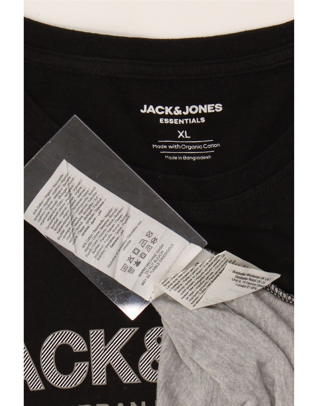 JACK & JONES Camiseta masculina gráfica Top XL preto colorblock algodão