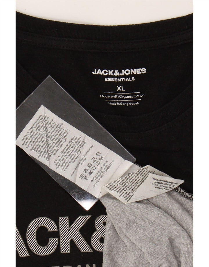 JACK & JONES Camiseta masculina gráfica Top XL preto colorblock algodão