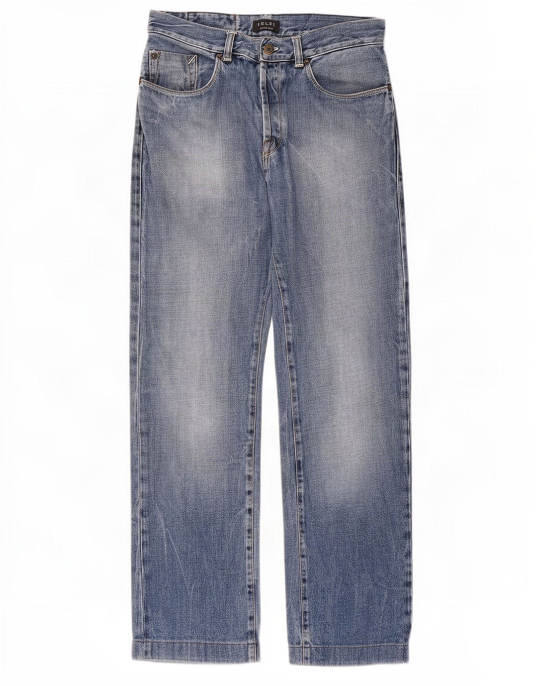 Belfe Mens Straight Jeans W33 L28 Azul Algodão