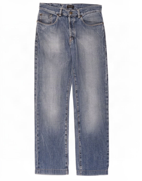 Belfe Mens Straight Jeans W33 L28 Blue Cotton