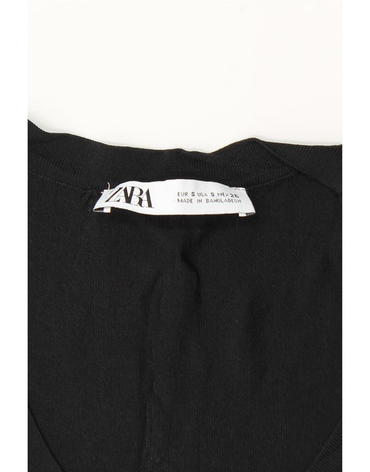 Zara Womens Vest Top UK 8 Pequeno Preto