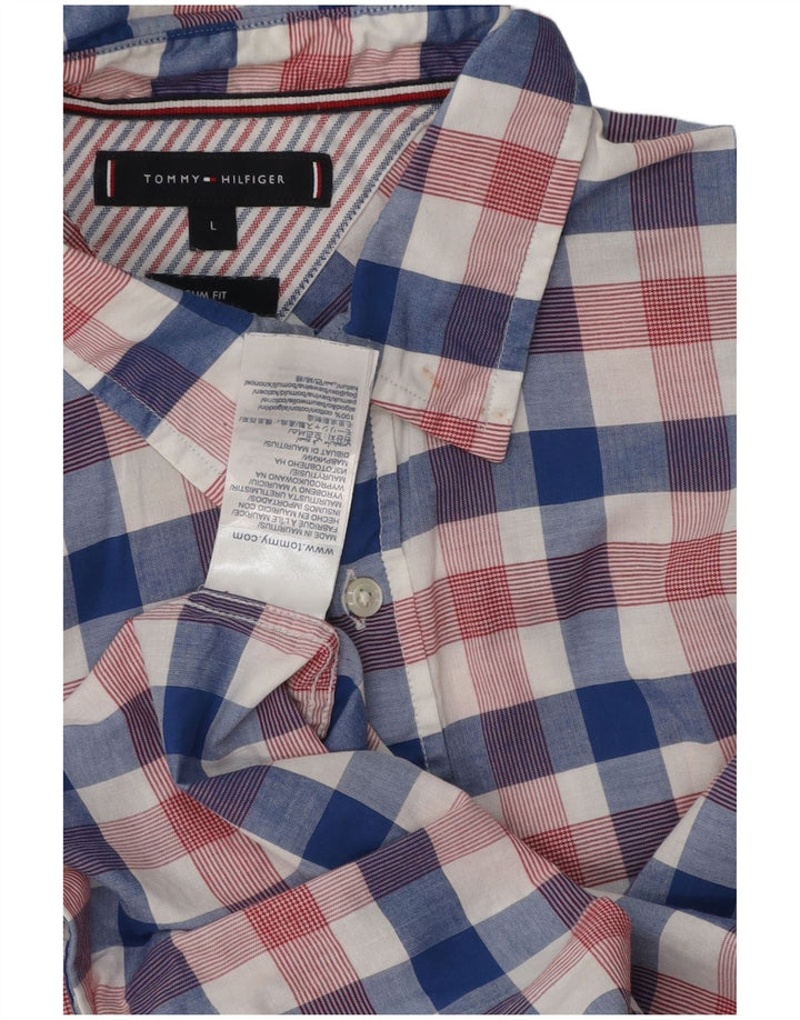Tommy Hilfiger Camisa masculina Slim Fit grande algodão xadrez multicolorido