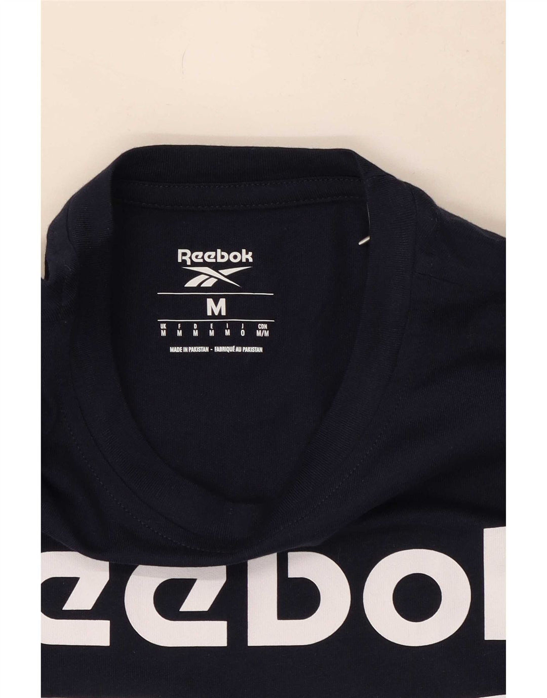 Camiseta gráfica masculina Reebok Top médio algodão azul marinho