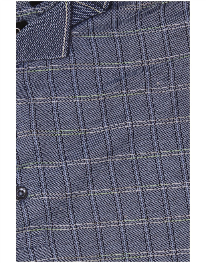 Camisa polo masculina IZOD grande algodão xadrez azul