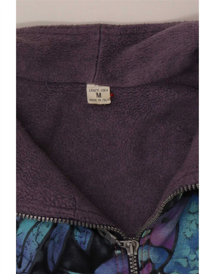 Jaqueta corta-vento masculina vintage UK 38 média multicolorida geométrica