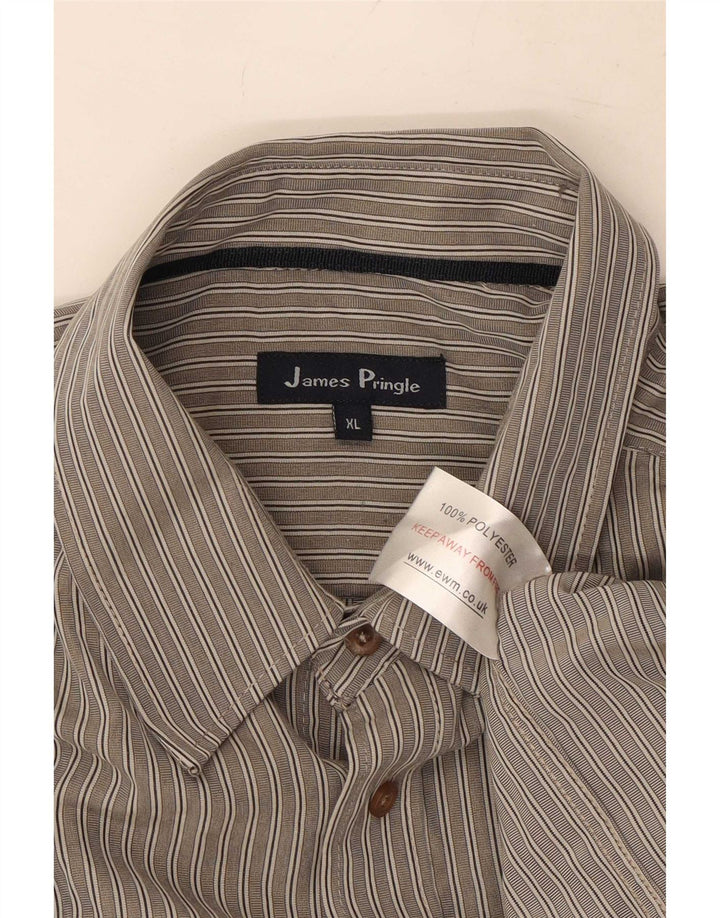 Camisa masculina James Pringle XL poliéster risca de giz cinza