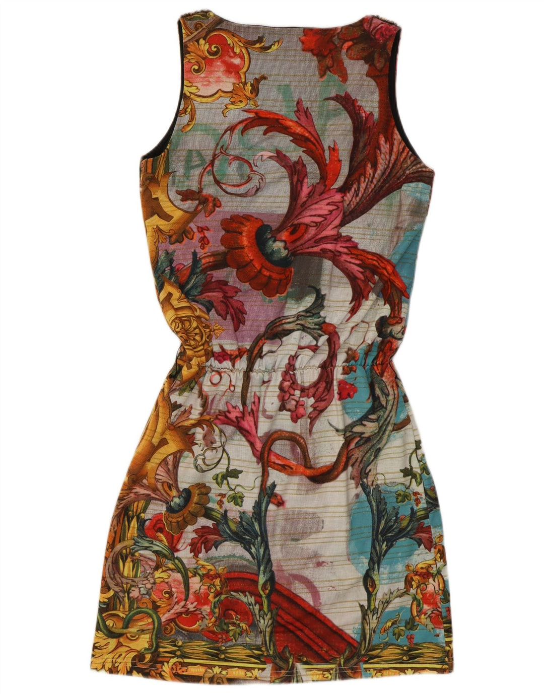 Vestido básico feminino sem mangas Desigual UK 10 pequeno floral multicolorido