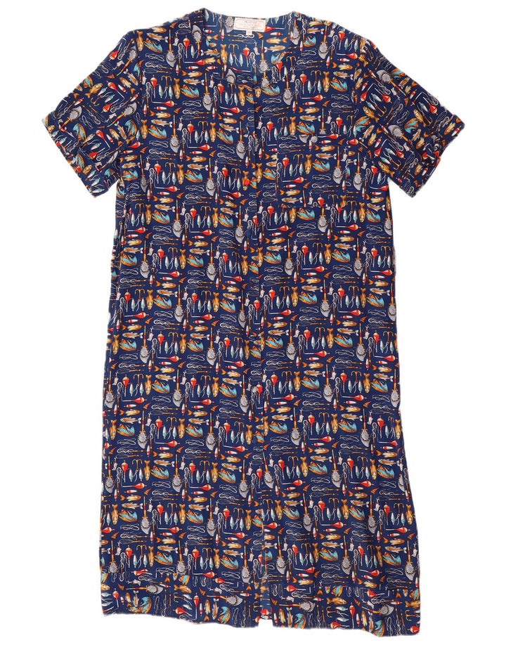 Karel vestido camisa feminino com estampa abstrata Reino Unido 14 médio azul marinho