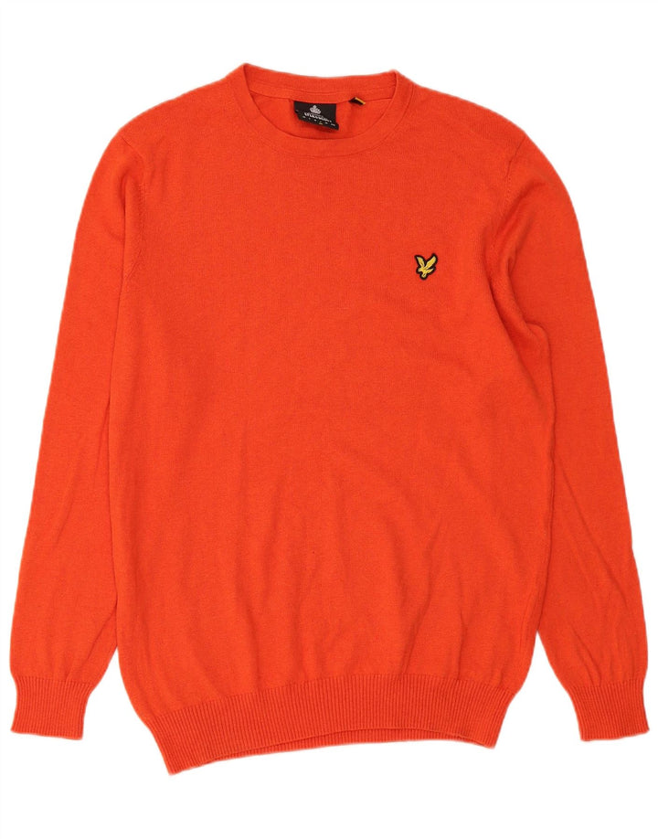 Lyle & Scott Suéter masculino com gola redonda, grande algodão vermelho