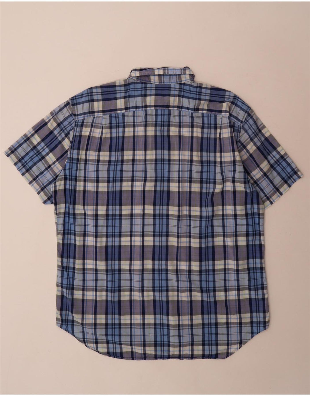 Camisa masculina de manga curta Nautica grande algodão xadrez azul