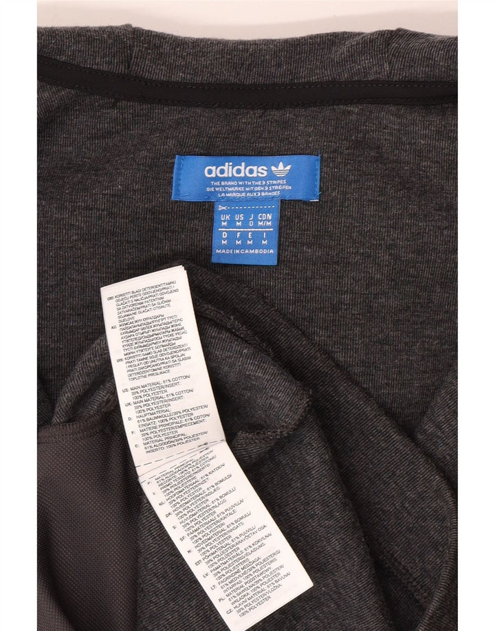 ADIDAS Suéter masculino com capuz e zíper cinza médio algodão colorblock