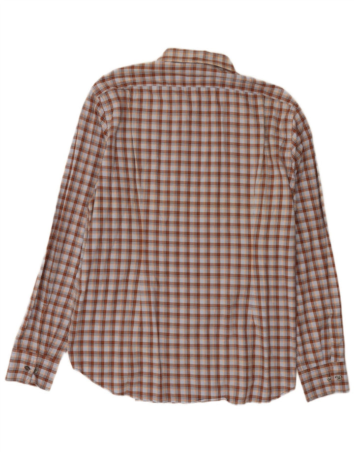 Trussardi Jeans Camisa masculina 2XL algodão xadrez marrom