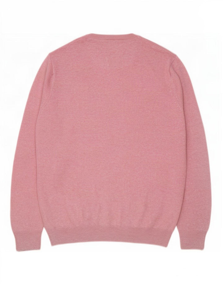 Suéter masculino Marks & Spencer com ajuste regular e gola redonda, grande algodão rosa