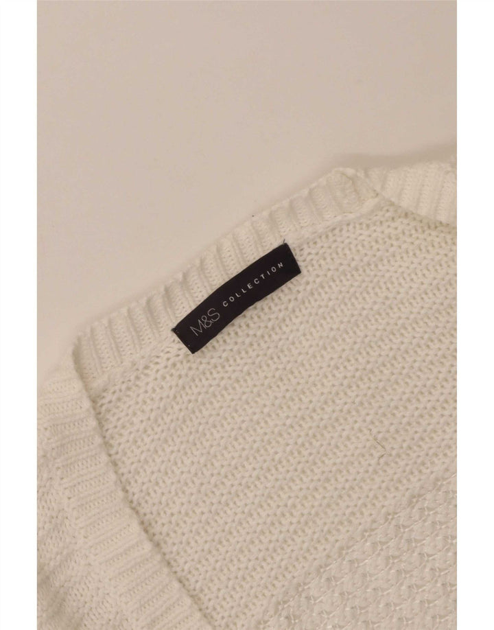 Suéter cardigã aberto feminino Marks & Spencer Reino Unido 8 pequeno branco